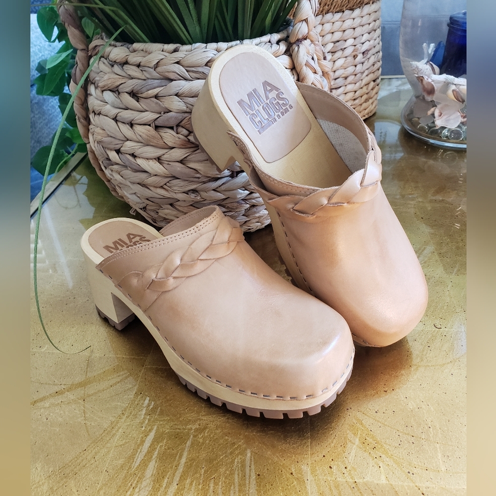 MIA Tan Leather Clogs